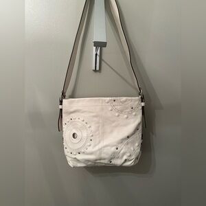 Coach Vintage Studded Hippie Hobo Bag F16178 Ivory Leather Y2K Shoulder Purse